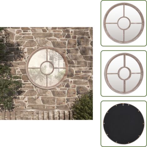 Specchio rotondo - vidaXL Specchio da Giardino Sabbia 60x4 cm in Ferro Rotondo da Esterno - Specchio decorativo