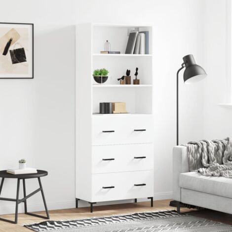 Credenza Armadietto Buffet Moderna Bianca 69,5x34x180 cm in Legno Multistrato -DVB48160