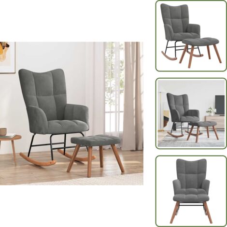 Comfort - vidaXL Poltrona a Dondolo con Poggiapiedi Grigio Scuro in Velluto - Velluto