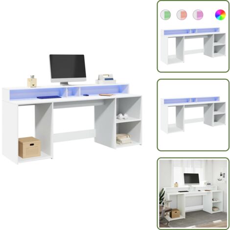 Spazio di lavoro - vidaXL Scrivania con Luci LED Bianca 200x55x91 cm in Truciolato - Organizzazione