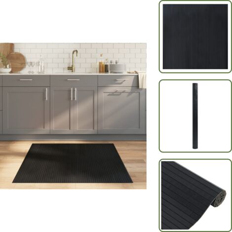 Tappeto antiscivolo - vidaXL Tappeto Rettangolare Nero 100x100 cm in Bambù - Tappeto naturale