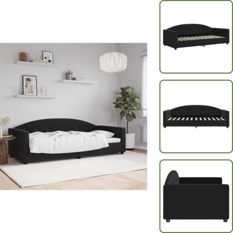Letto da giorno 2 in 1 - vidaXL Letto da Giorno Nero 90x190 cm in Velluto - Letto da giorno nero