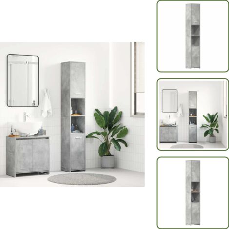 Armadio da bagno grigio cemento - vidaXL Mobile da Bagno Grigio Cemento 30x30x183,5 cm Legno tecnico - Armadio da bagno con scomparti