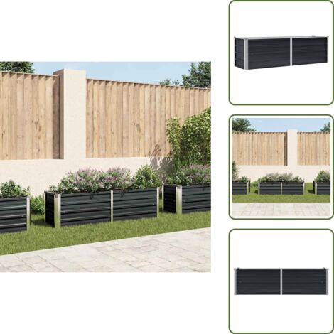 Orto per giardinaggio - vidaXL Letto Rialzato Giardino Antracite 160x40x45 cm Acciaio Zincato - Orto per fiori
