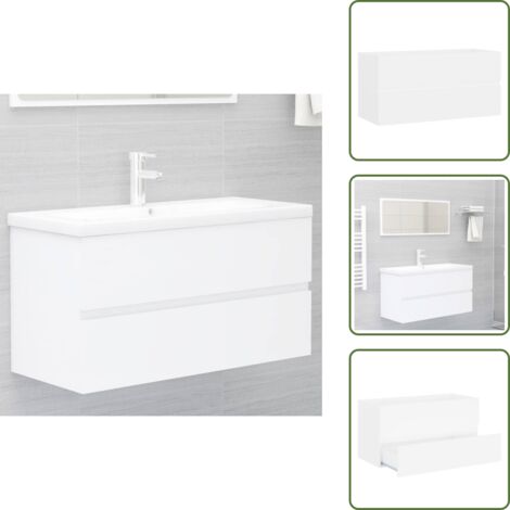 Mobile per bagno - vidaXL Mobile Lavabo Bianco 90x38,5x45 cm in Legno Multistrato - Mobile sottolavabo