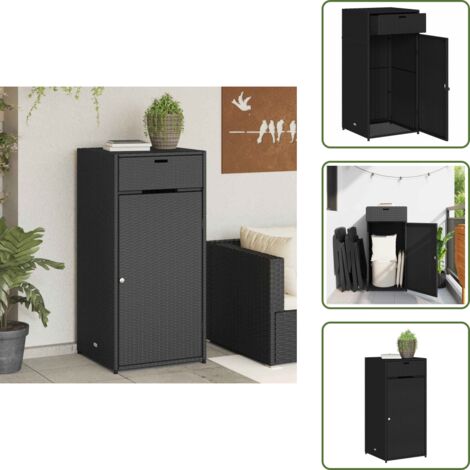 Armadietto in rattan - vidaXL Armadietto Portaoggetti da Giardino Nero 55x55x111cm Polyrattan - Armadietto in acciaio