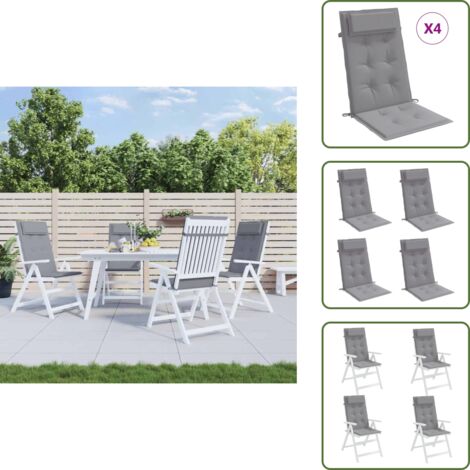 Cuscini per sedia da ufficio - vidaXL Cuscini per Sedia Schienale Alto 4 pz Grigio Tessuto Oxford - Cuscini per casa
