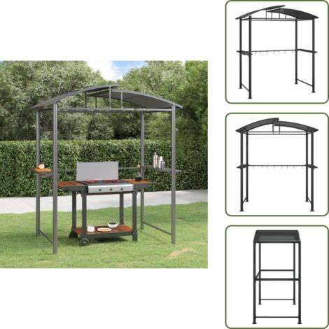 Gazebo da griglia - vidaXL Gazebo Barbecue Ripiani Laterali Antracite 210x114x230 Acciaio - Barbecue all'aperto