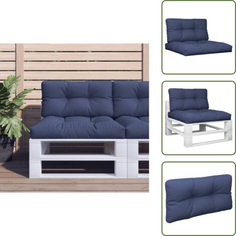 Cuscino da esterno - vidaXL Set Cuscini per Pallet Blu Marino 70x40x12 cm in Tessuto - Cuscino per divano