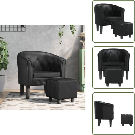 Seduta Comfort - vidaXL Poltrona Cabriolet e Poggiapiedi Nera Similpelle - Poltrona per Camera da Letto