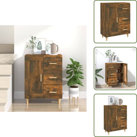 Credenza per zona giorno - vidaXL Credenza Rovere Fumo 69,5x34x90 cm in Legno Multistrato - Credenza con cassetti
