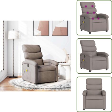 Comfort ergonomico - vidaXL Poltrona Massaggiante Reclinabile Tortora in Tessuto - Seduta in tessuto