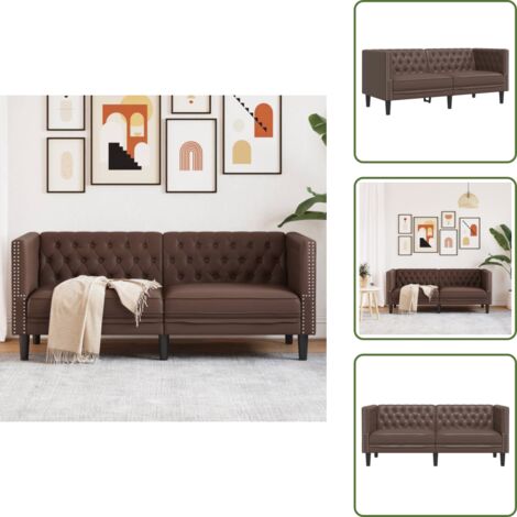 Gambe di supporto - vidaXL Divano Chesterfield a 2 Posti Marrone in Similpelle - Seduta confortevole