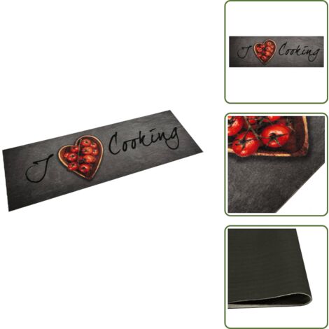 Tappeto cucina - vidaXL Tappeto da Cucina Lavabile Testo Cucinare 60x180 cm in Velluto - Tappeto antiscivolo