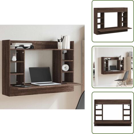 Scrivania multifunzionale - vidaXL Scrivania a Parete Rovere Marrone 105x48x75cm Legno Multistrato - Salvaspazio