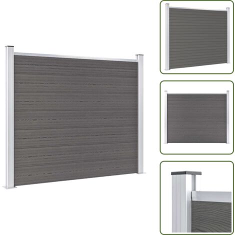 The Living Store Pannello di Recinzione in WPC 180x146 cm Grigio - Pannello di recinzione