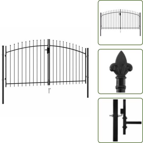 The Living Store Cancello per recinzione Woerden Doppia porta con punta superiore 299,5x199,5 cm - Cancello da giardino