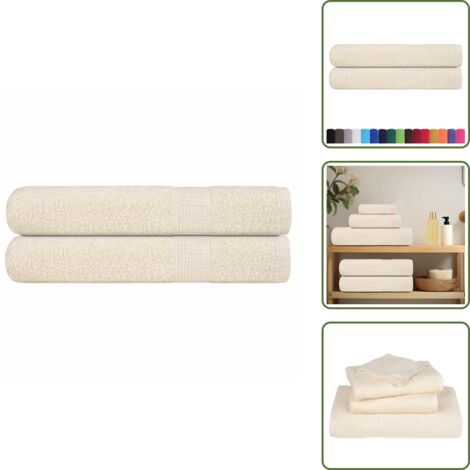 The Living Store Asciugamani per sauna FROGN 2 pezzi Crema 80x200 cm 360 g/m² - Asciugamani da sauna