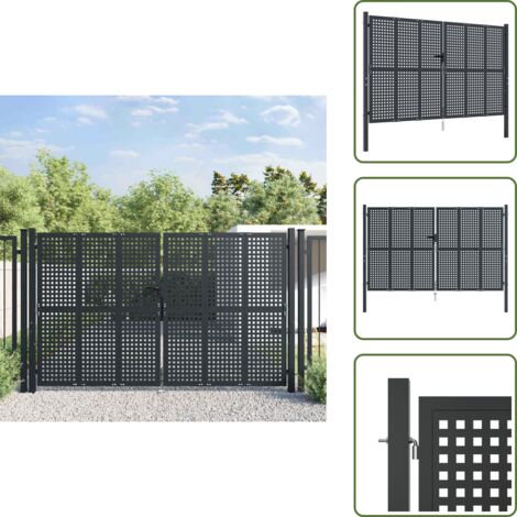 The Living Store Cancello da Giardino Antracite 300x175 cm in Acciaio - Cancello in acciaio