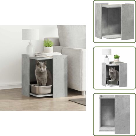 Truciolato - vidaXL Recinto Lettiera Gatti Grigio Cemento 60x40x40 cm in Truciolato - Lettiera recintata