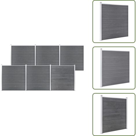 The Living Store Pannello di Recinzione in WPC 1045x186 cm Grigio - Pannello di recinzione