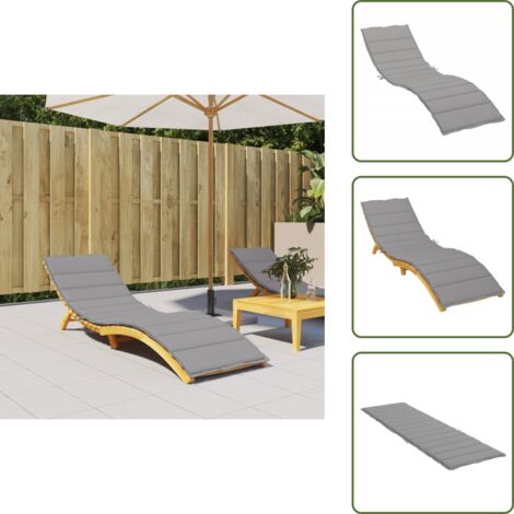 The Living Store Cuscino per Lettino Grigio 200x50x3 cm in Tessuto Oxford - Cuscino per lettino