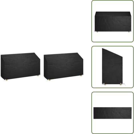 The Living Store Copri Panche Giardino 2pz 12Occhielli 210x70x70/88 Polietilene - Copertura per mobili da esterno
