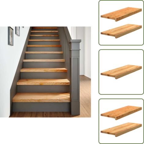 The Living Store Gradini 2 pz Marrone Chiaro 70x30x2 cm Legno Massello Rovere - Scale in legno