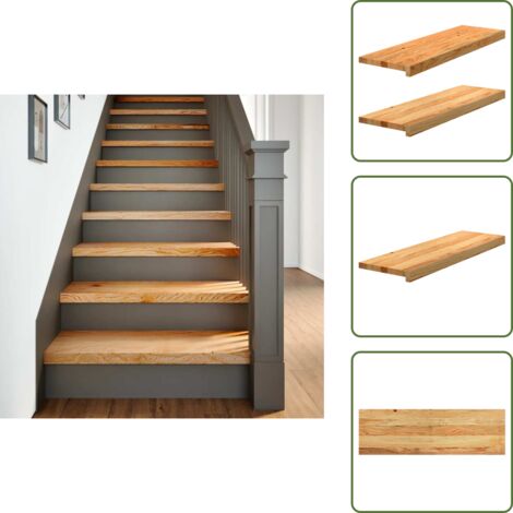 The Living Store Gradini 2 pz Marrone Chiaro 80x30x2 cm Legno Massello Rovere - Scale in rovere