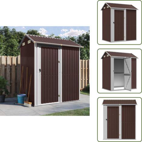 The Living Store Capanno da Giardino Marrone 192x152,5x237 cm Acciaio Zincato - Capanno in acciaio zincato
