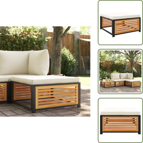 The Living Store Sgabello da Giardino con Cuscini 68x68x30 cm Massello Acacia - Sgabello in legno