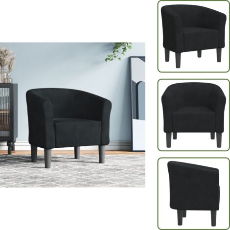 The Living Store Poltrona Cabriolet Nera in Velluto - Seduta in velluto
