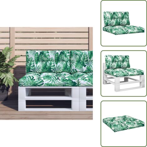 The Living Store Cuscini per Pallet 2 pz Motivo a Foglie Tessuto - Cuscini per giardino