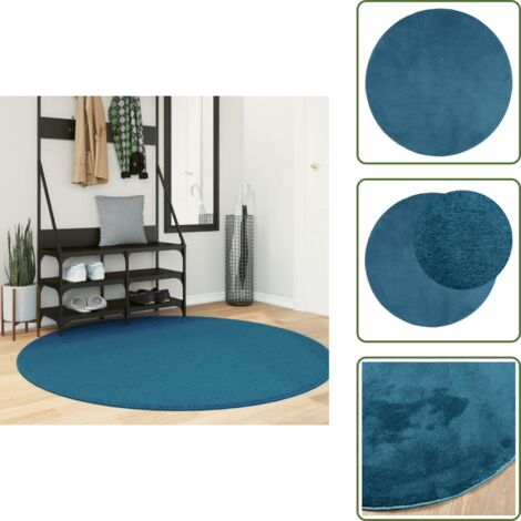 The Living Store Tappeto OVIEDO a Pelo Corto Turchese Ø 160 cm - Tappeto turchese