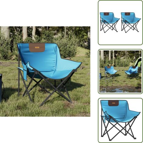 The Living Store Sedie da Campeggio con Tasca Pieghevoli 2 pz Blu Brillante - Sedie pieghevoli