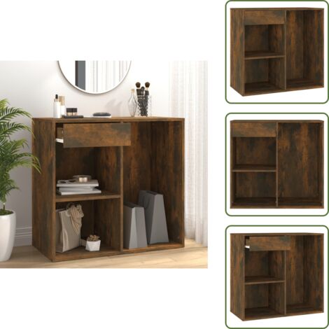 The Living Store Armadietto Cosmetici Rovere Fumo 80x40x75cm Legno Multistrato - Armadietto per oggetti