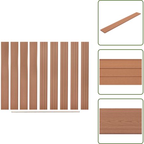 The Living Store Pannelli di Ricambio per Recinzione 9 pz in WPC 170 cm Marrone - Recinzione