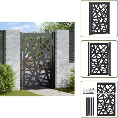 The Living Store Cancello da giardino nero 100x150 cm in acciaio design leggero - Cancello in acciaio