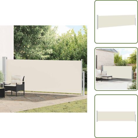 The Living Store Tenda Laterale Retrattile per Patio 140x500 cm Crema - Tenda da sole