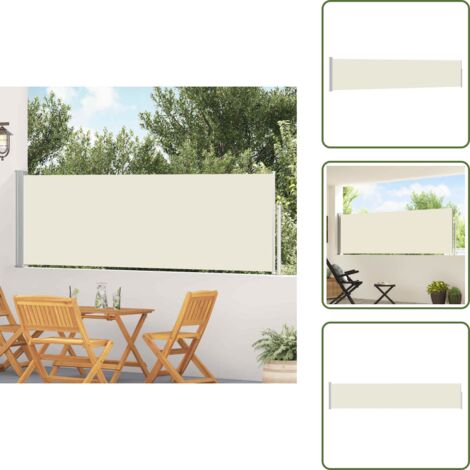 The Living Store Tenda Laterale Retrattile per Patio 100x500 cm Crema - Ombreggiatura