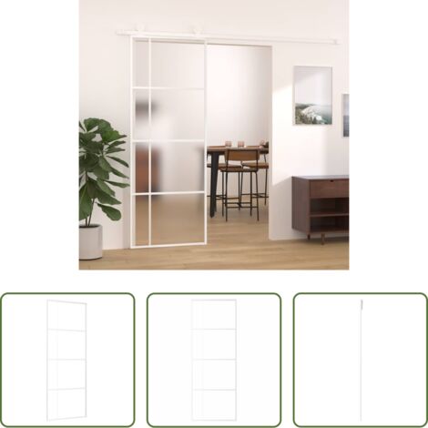 Vetro e alluminio -  Porta Scorrevole ESG Vetro e Alluminio 75x205 cm Bianca