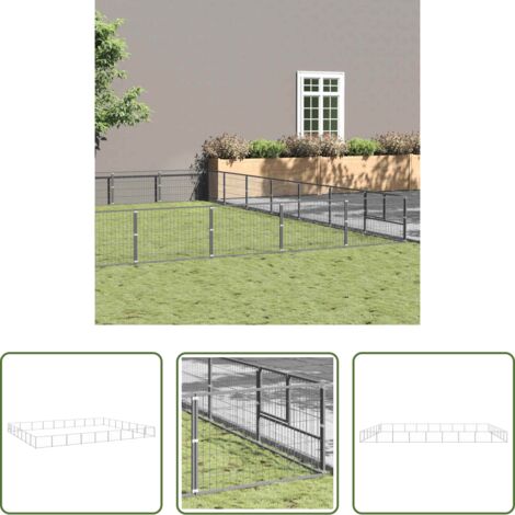 Recinto per cani -  Gabbia per Cani Argento 63 m² in Acciaio
