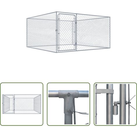 Box per cani -  Recinto per Cani da Esterno in Acciaio Zincato 2x2x1 m
