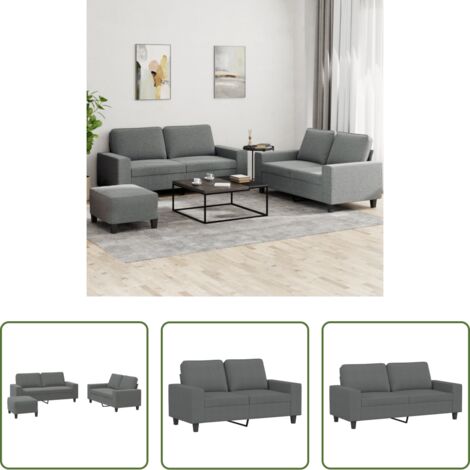 Divano in tessuto - Set di Divani 3 pz Grigio Scuro in Tessuto