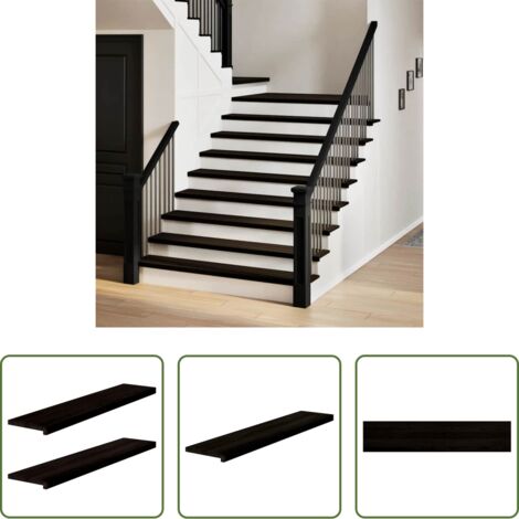 Scale in legno - Gradini 2 pz Marrone Scuro 120x30x2 cm Legno Massello Rovere