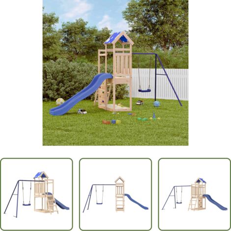 Parco giochi per bambini -  Set da Gioco da Esterno in Legno Massello di Pino