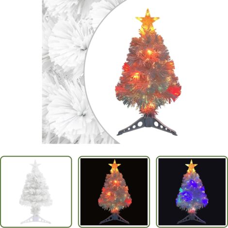 Illuminazione LED -  Albero Natale Preilluminato Bianco 64 cm in Fibra Ottica