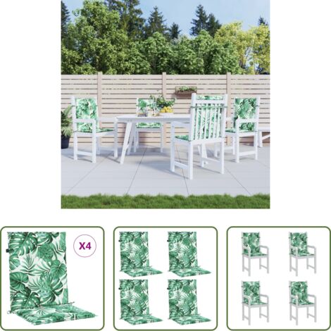 Cuscini da giardino -  Cuscini per Sedia Schienale Basso 4 pz Motivo Foglie in Tessuto