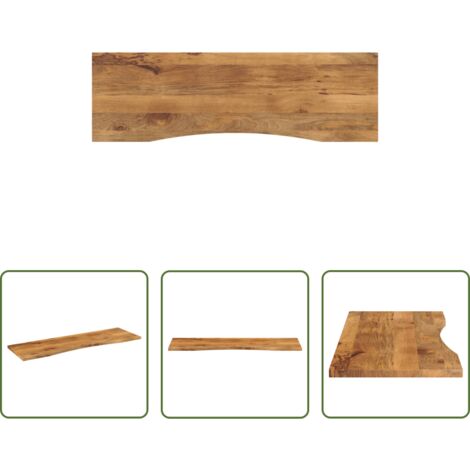 Piano in legno - Piano Scrivania con Curva 160x50x2,5cm Massello Grezzo di Mango