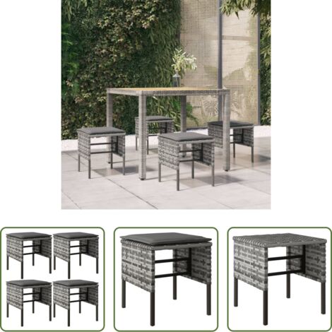 Cuscini per seduta - Poggiapiedi da Giardino con Cuscini 4pz Grigio in Polyrattan